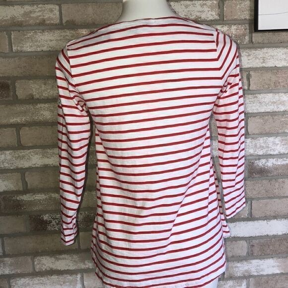 Joules red & white striped v neck - Picture 2 of 6